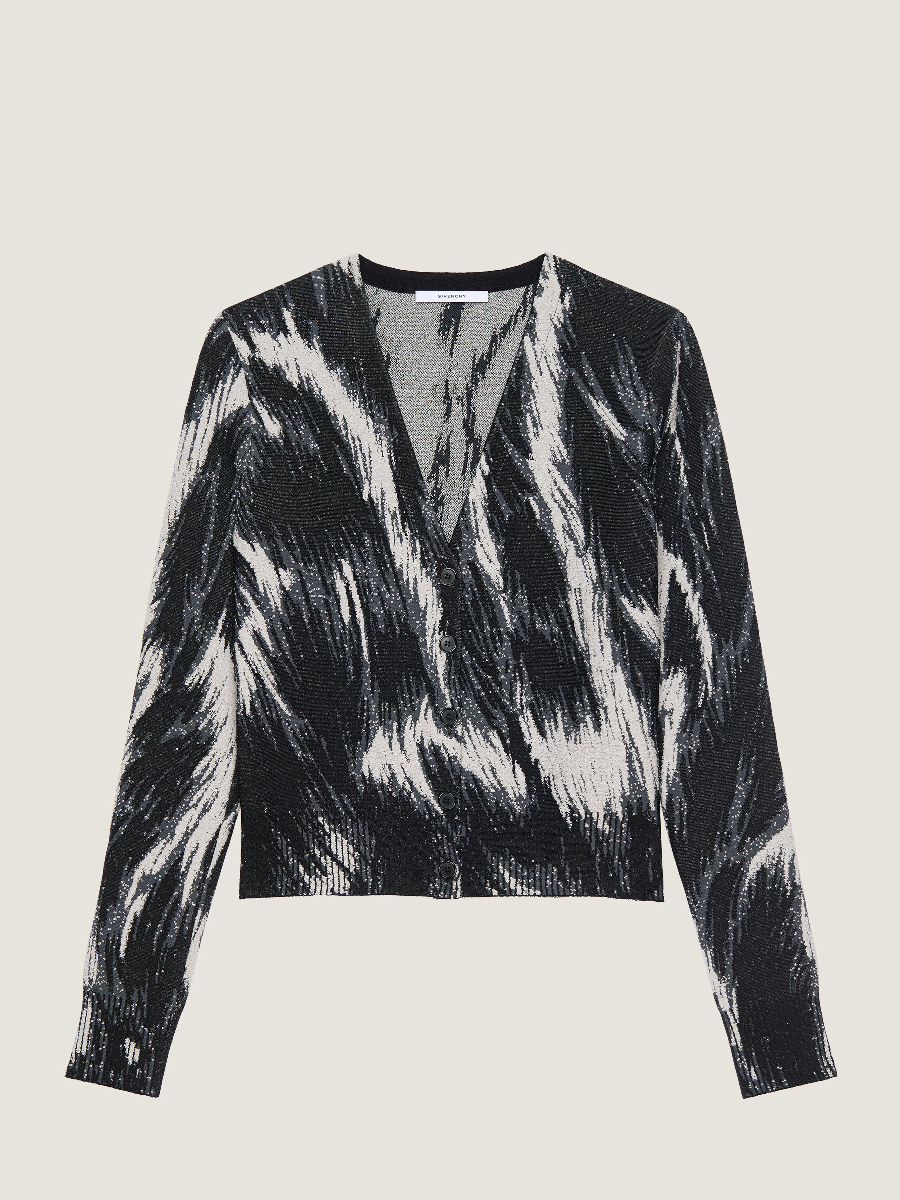 Cropped cardigan in animal jacquard viscose